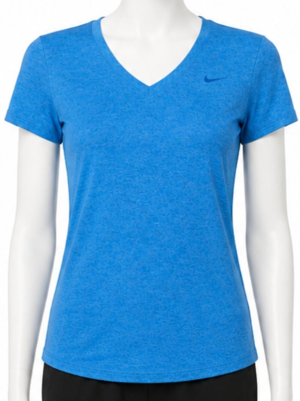Nike Womens Small Dri-Fit T-Shirt Blue Heather V Neck The Nike Tee